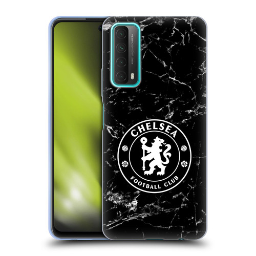 Chelsea Football Club Crest Black Marble Soft Gel Case for Huawei P Smart (2021)