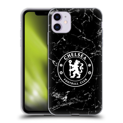 Chelsea Football Club Crest Black Marble Soft Gel Case for Apple iPhone 11
