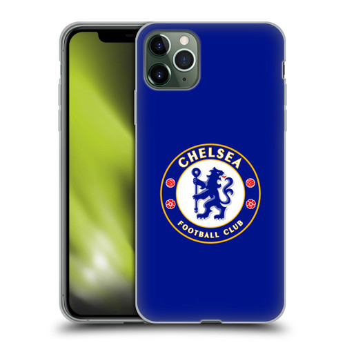 Chelsea Football Club Crest Plain Blue Soft Gel Case for Apple iPhone 11 Pro Max