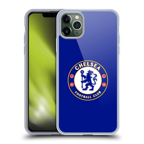 Chelsea Football Club Crest Plain Blue Soft Gel Case for Apple iPhone 11 Pro Max