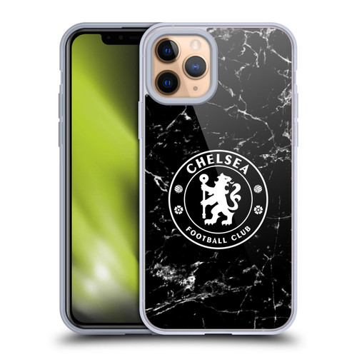 Chelsea Football Club Crest Black Marble Soft Gel Case for Apple iPhone 11 Pro