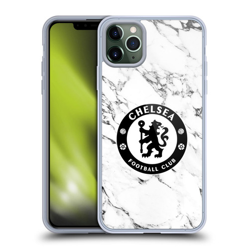 Chelsea Football Club Crest White Marble Soft Gel Case for Apple iPhone 11 Pro Max