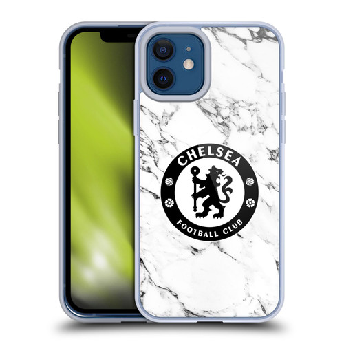 Chelsea Football Club Crest White Marble Soft Gel Case for Apple iPhone 12 / iPhone 12 Pro