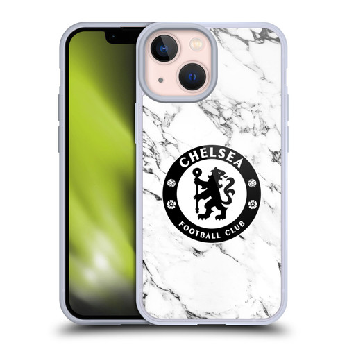 Chelsea Football Club Crest White Marble Soft Gel Case for Apple iPhone 13 Mini