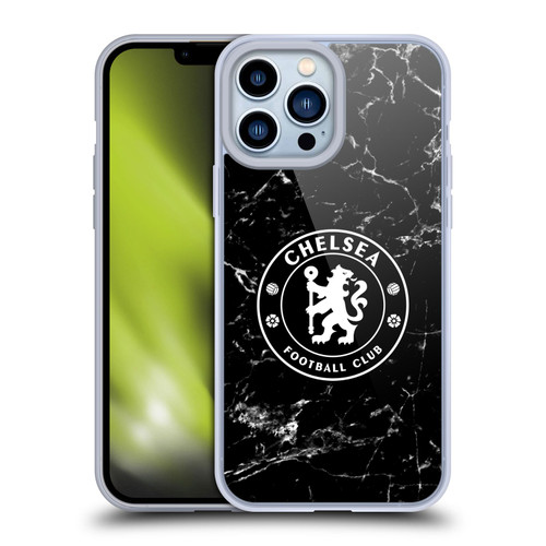 Chelsea Football Club Crest Black Marble Soft Gel Case for Apple iPhone 13 Pro Max