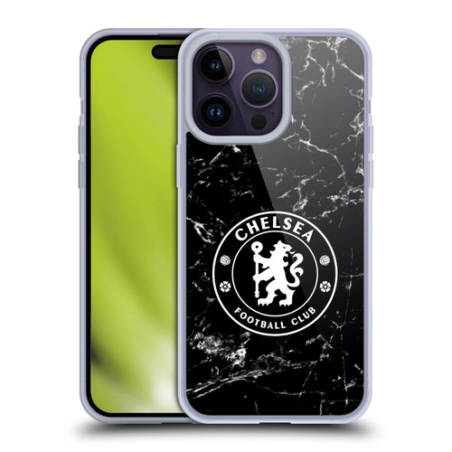 Chelsea Football Club Crest Black Marble Soft Gel Case for Apple iPhone 14 Pro Max