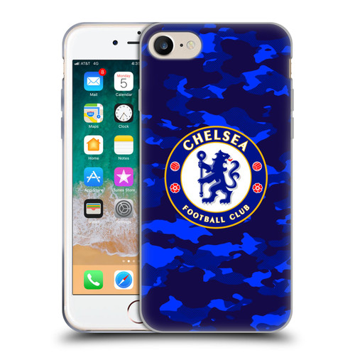 Chelsea Football Club Crest Camouflage Soft Gel Case for Apple iPhone 7 / 8 / SE 2020 & 2022