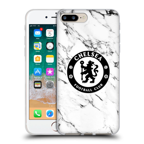 Chelsea Football Club Crest White Marble Soft Gel Case for Apple iPhone 7 Plus / iPhone 8 Plus