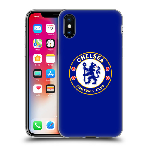 Chelsea Football Club Crest Plain Blue Soft Gel Case for Apple iPhone X / iPhone XS