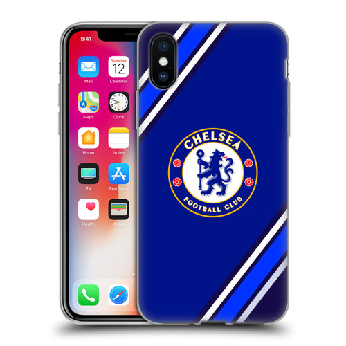 Chelsea Football Club Crest Stripes Soft Gel Case for Apple iPhone X / iPhone XS