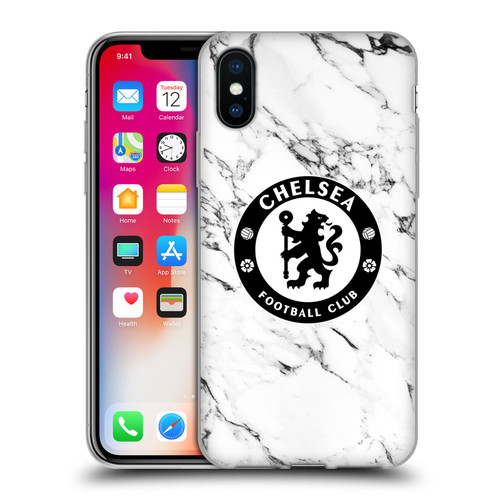 Chelsea Football Club Crest White Marble Soft Gel Case for Apple iPhone X / iPhone XS