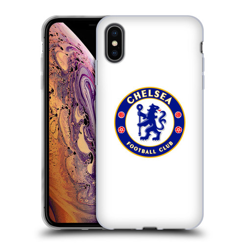 Chelsea Football Club Crest Plain White Soft Gel Case for Apple iPhone XS Max