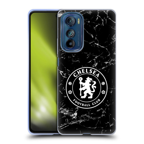 Chelsea Football Club Crest Black Marble Soft Gel Case for Motorola Edge 30
