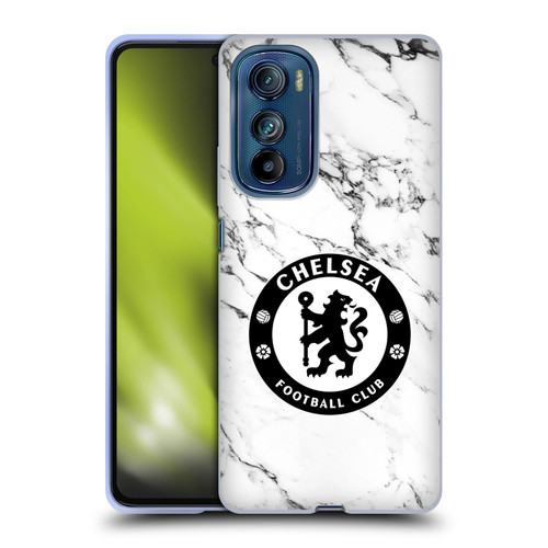 Chelsea Football Club Crest White Marble Soft Gel Case for Motorola Edge 30