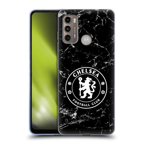 Chelsea Football Club Crest Black Marble Soft Gel Case for Motorola Moto G60 / Moto G40 Fusion