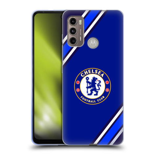 Chelsea Football Club Crest Stripes Soft Gel Case for Motorola Moto G60 / Moto G40 Fusion