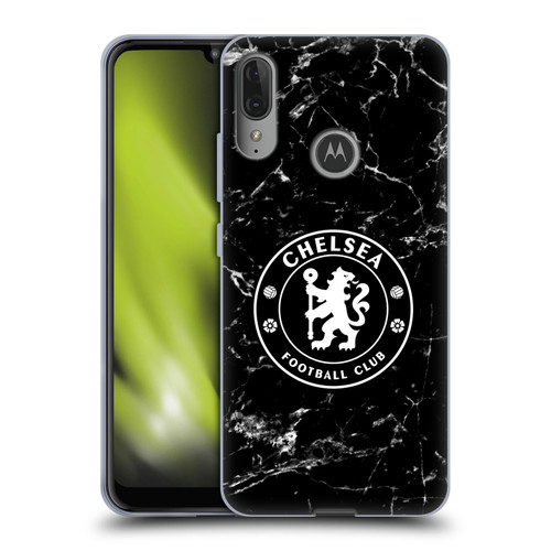 Chelsea Football Club Crest Black Marble Soft Gel Case for Motorola Moto E6 Plus