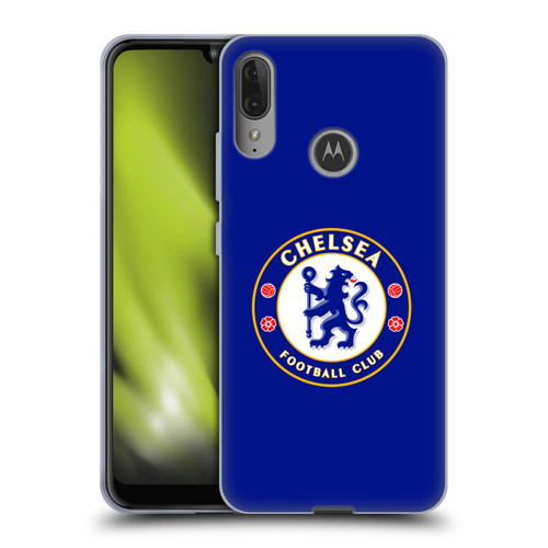 Chelsea Football Club Crest Plain Blue Soft Gel Case for Motorola Moto E6 Plus