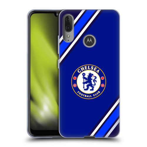 Chelsea Football Club Crest Stripes Soft Gel Case for Motorola Moto E6 Plus