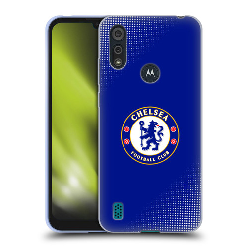 Chelsea Football Club Crest Halftone Soft Gel Case for Motorola Moto E6s (2020)