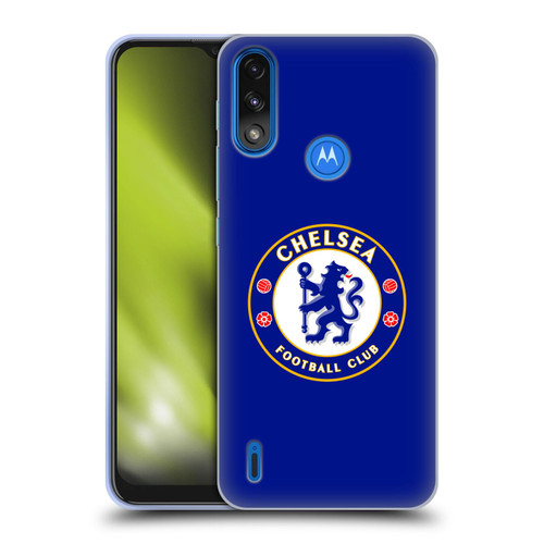 Chelsea Football Club Crest Plain Blue Soft Gel Case for Motorola Moto E7 Power / Moto E7i Power