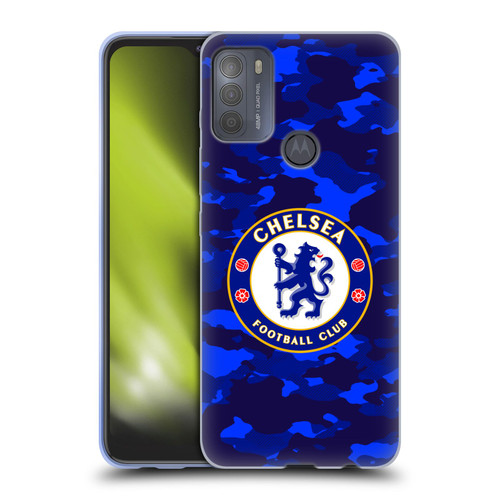 Chelsea Football Club Crest Camouflage Soft Gel Case for Motorola Moto G50