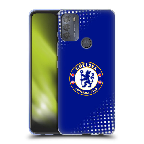 Chelsea Football Club Crest Halftone Soft Gel Case for Motorola Moto G50
