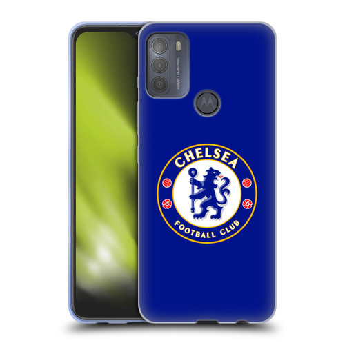 Chelsea Football Club Crest Plain Blue Soft Gel Case for Motorola Moto G50