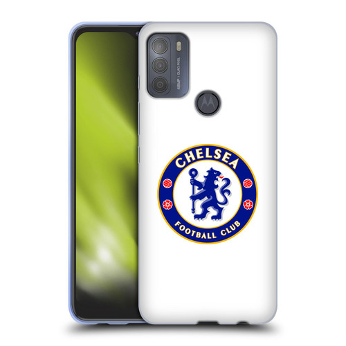 Chelsea Football Club Crest Plain White Soft Gel Case for Motorola Moto G50