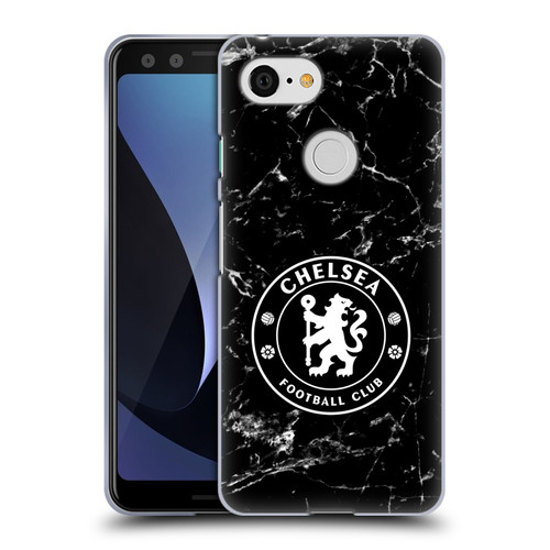 Chelsea Football Club Crest Black Marble Soft Gel Case for Google Pixel 3