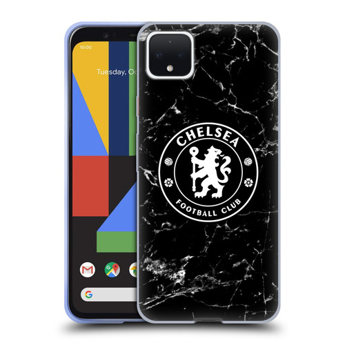 Chelsea Football Club Crest Black Marble Soft Gel Case for Google Pixel 4 XL