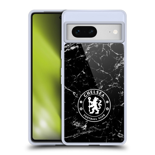 Chelsea Football Club Crest Black Marble Soft Gel Case for Google Pixel 7