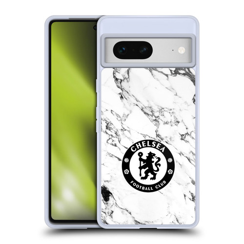 Chelsea Football Club Crest White Marble Soft Gel Case for Google Pixel 7