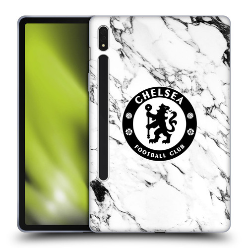 Chelsea Football Club Crest White Marble Soft Gel Case for Samsung Galaxy Tab S8