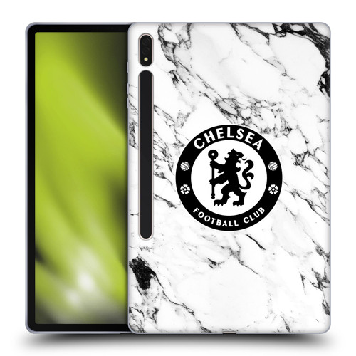 Chelsea Football Club Crest White Marble Soft Gel Case for Samsung Galaxy Tab S8 Plus