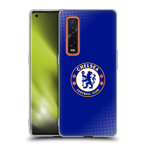 Chelsea Football Club Crest Halftone Soft Gel Case for OPPO Find X2 Pro 5G