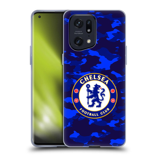 Chelsea Football Club Crest Camouflage Soft Gel Case for OPPO Find X5 Pro