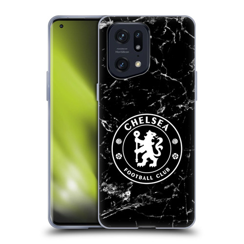 Chelsea Football Club Crest Black Marble Soft Gel Case for OPPO Find X5 Pro