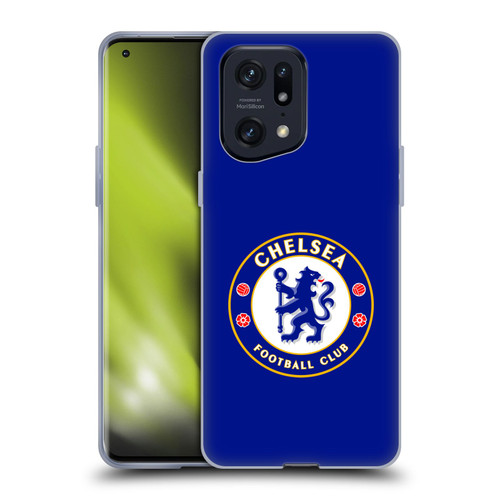Chelsea Football Club Crest Plain Blue Soft Gel Case for OPPO Find X5 Pro