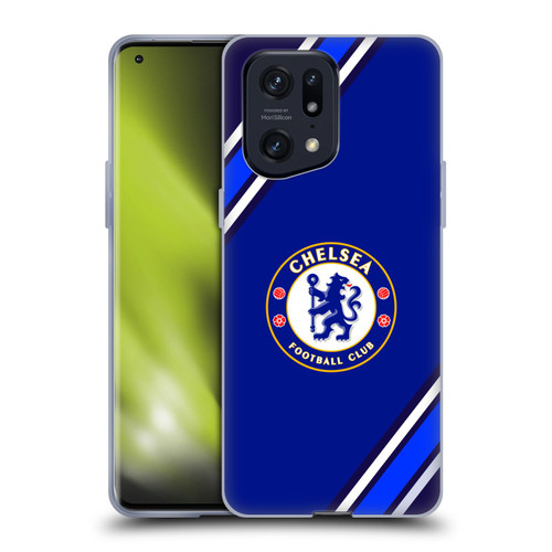 Chelsea Football Club Crest Stripes Soft Gel Case for OPPO Find X5 Pro