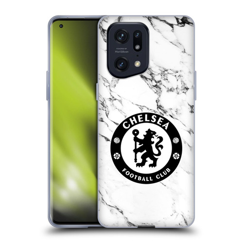 Chelsea Football Club Crest White Marble Soft Gel Case for OPPO Find X5 Pro