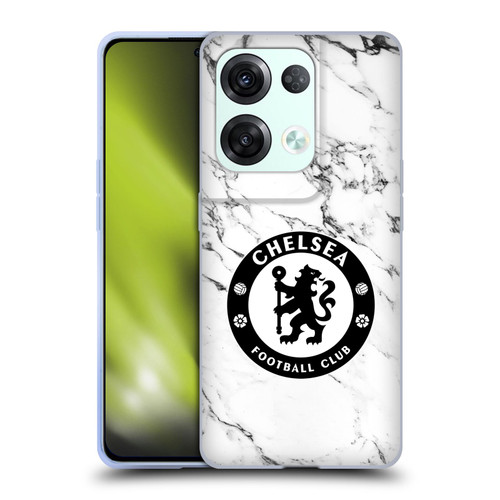 Chelsea Football Club Crest White Marble Soft Gel Case for OPPO Reno8 Pro