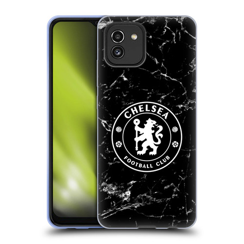 Chelsea Football Club Crest Black Marble Soft Gel Case for Samsung Galaxy A03 (2021)