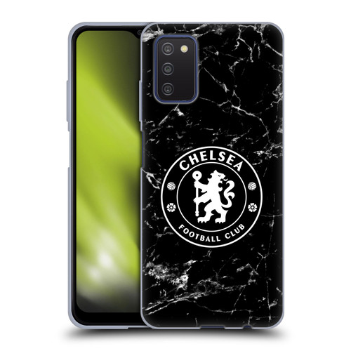 Chelsea Football Club Crest Black Marble Soft Gel Case for Samsung Galaxy A03s (2021)