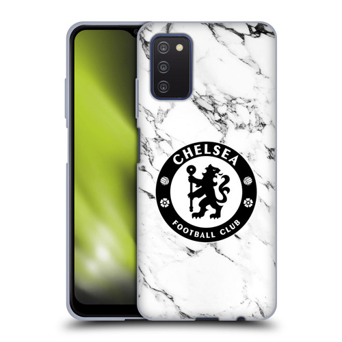 Chelsea Football Club Crest White Marble Soft Gel Case for Samsung Galaxy A03s (2021)