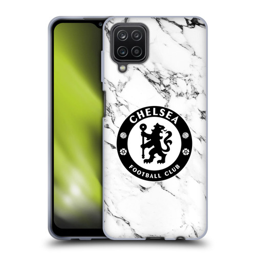 Chelsea Football Club Crest White Marble Soft Gel Case for Samsung Galaxy A12 (2020)