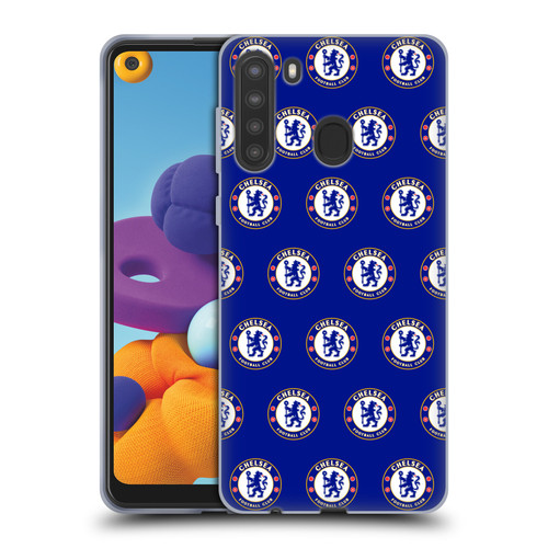 Chelsea Football Club Crest Pattern Soft Gel Case for Samsung Galaxy A21 (2020)