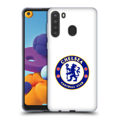 Chelsea Football Club Crest Plain White Soft Gel Case for Samsung Galaxy A21 (2020)
