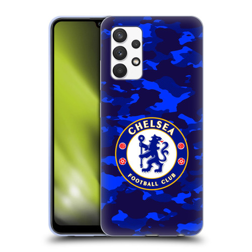Chelsea Football Club Crest Camouflage Soft Gel Case for Samsung Galaxy A32 (2021)