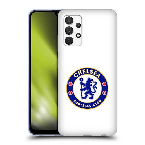 Chelsea Football Club Crest Plain White Soft Gel Case for Samsung Galaxy A32 (2021)